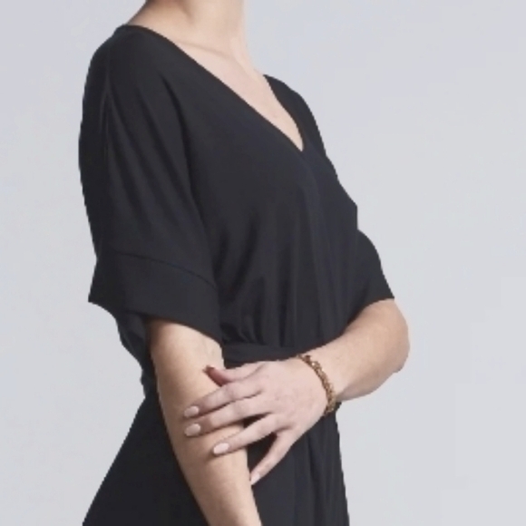 H&M Silky Oversized Flowy Blouse Sz S Black Keyhole Cinched Waist Cocktail City - Picture 9 of 13